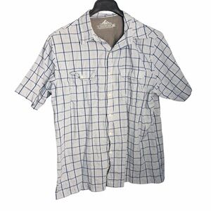 Croft & Barrow Short Sleeve Button Shirt Men's Large Blue Checker Fishing Hiking